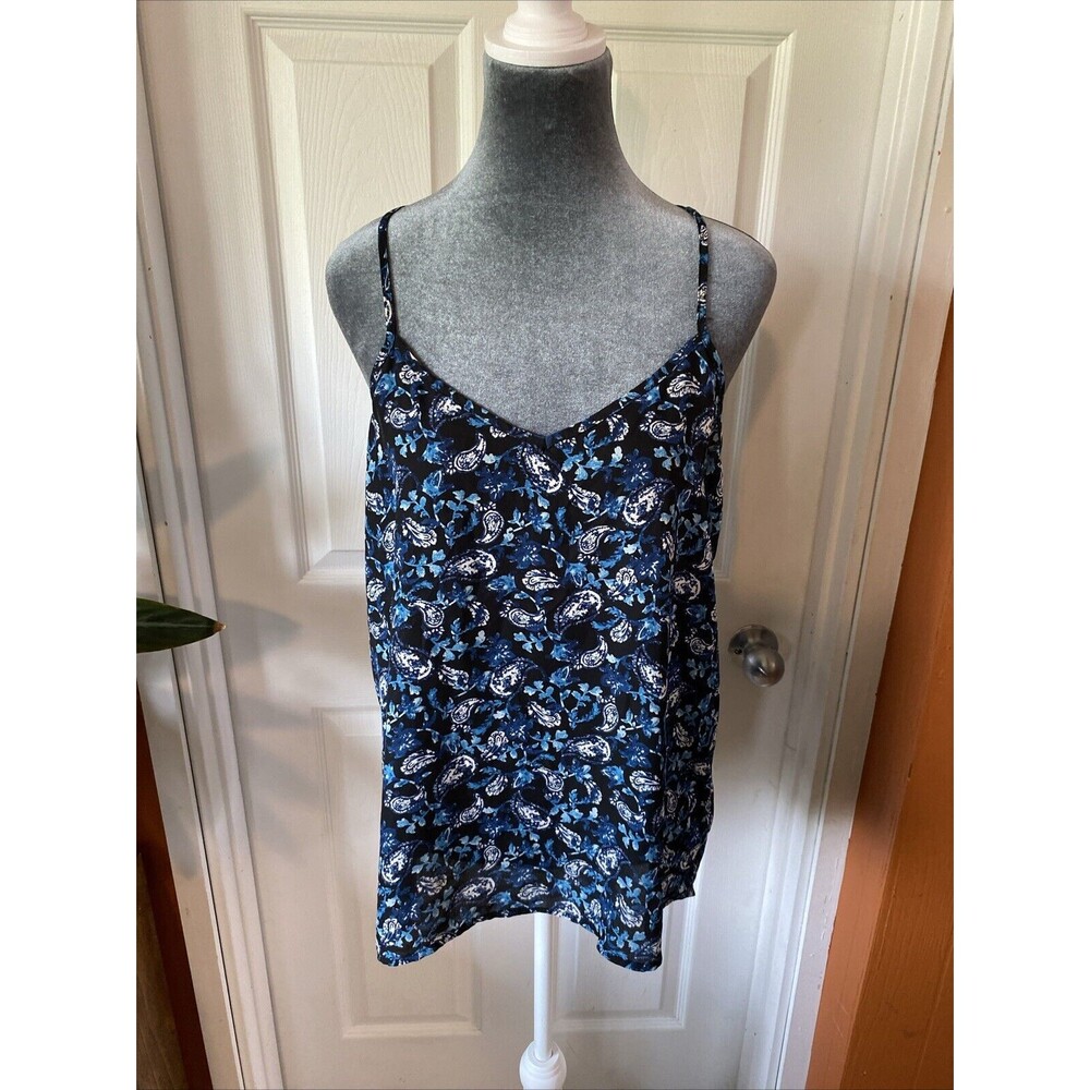 Paper Crane Blouse Women’s Size Large Paisley Spaghetti Strap Keyhole Back